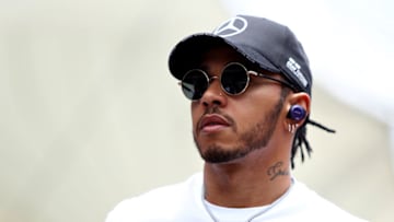 SAO PAULO, BRAZIL - NOVEMBER 17: Lewis Hamilton of Great Britain and Mercedes GP, looks on, on the drivers parade before the F1 Grand Prix of Brazil at Autodromo Jose Carlos Pace on November 17, 2019 in Sao Paulo, Brazil. (Photo by Mark Thompson/Getty Images)
