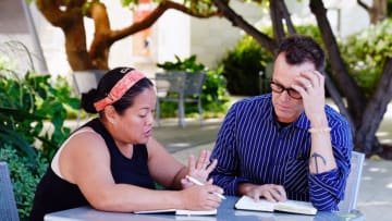 TOP CHEF -- "Get your Phil" Episode 1706 -- Pictured: (l-r) Lee Anne Wong, Brian Malarkey -- (Photo by: Nicole Weingart/Bravo)