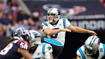 HOUSTON, TX - SEPTEMBER 29: Michael Palardy #5 of the Carolina Panthers punts the ball during a game against the Houston Texans at NRG Stadium on September 29, 2019 in Houston, Texas. The Panthers defeated the Texans 16-10. (Photo by Wesley Hitt/Getty Images)