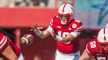 LINCOLN, NE - OCTOBER 27: Nebraska Cornhuskers quarterback Noah Vedral (16) receives a snap during the game between the Bethune-Cookman Wildcats and the Nebraska Cornhuskers on Saturday October 27, 2018 at Memorial Stadium in Lincoln, Nebraska. (Photo by Nick Tre. Smith/Icon Sportswire via Getty Images)