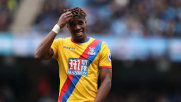 MANCHESTER, ENGLAND - MAY 06: Wilfried Zaha of Crystal Palace reacts during the Premier League match between Manchester City and Crystal Palace at Etihad Stadium on May 6, 2017 in Manchester, England. (Photo by Matthew Ashton - AMA/Getty Images)