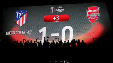 MADRID, SPAIN - MAY 03: Atletico Madrid fans celebrate after winning the UEFA Europa League Semi Final second leg match between Atletico Madrid and Arsenal FC at Estadio Wanda Metropolitano on May 3, 2018 in Madrid, Spain. (Photo by Catherine Ivill/Getty Images)