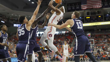 Auburn basketballDec 4, 2021; Auburn, Alabama, USA; Auburn Tigers guard Devan Cambridge (35) takes a shot against the Yale Bulldogs during the second half at Auburn Arena. Mandatory Credit: John Reed-USA TODAY Sports