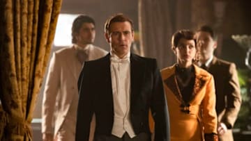 Shayan Sobhian as Behrad Taraz, Matt Ryan as Constantine, Tala Ashe as Zari and Nick Zano as Nate Heywood/Steel in Legends of Tomorrow -- "The One Where We're Trapped on TV" -- Image Number: LGN514a_0669b.jpg -- Pictured (L-R): -- Photo: Jack Rowand/The CW --