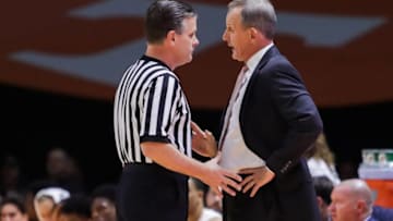 KNOXVILLE, TN - JANUARY 15: Head coach Rick Barnes of the Tennessee Volunteers argues a call during the game between the Arkansas Razorbacks and the Tennessee Volunteers at Thompson-Boling Arena on January 15, 2019 in Knoxville, Tennessee. (Photo by Donald Page/Getty Images)