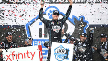 AVONDALE, AZ - MARCH 09: Kyle Busch, driver of the #18 Extreme Concepts/iK9 Toyota, celebrates in Victory Lane after winning the NASCAR Xfinity Series iK9 Service Dog 200 at ISM Raceway on March 9, 2019 in Avondale, Arizona. (Photo by Stacy Revere/Getty Images)