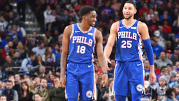 Philadelphia 76ers, Shake Milton and Ben Simmons (Photo by Jesse D. Garrabrant/NBAE via Getty Images)