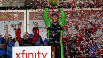 DAYTONA BEACH, FLORIDA - JULY 05: Ross Chastain, driver of the #16 Ellsworth Advisors Chevrolet, celebrates afyter winning the NASCAR Xfinity Series Circle K Firecracker 250 Powered by Coca-Cola at Daytona International Speedway on July 05, 2019 in Daytona Beach, Florida. (Photo by Matt Sullivan/Getty Images)
