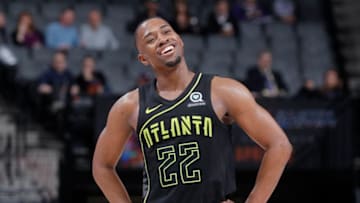 SACRAMENTO, CA - MARCH 22: Isaiah Taylor #22 of the Atlanta Hawks looks on during the game against the Sacramento Kings on March 22, 2018 at Golden 1 Center in Sacramento, California. NOTE TO USER: User expressly acknowledges and agrees that, by downloading and or using this photograph, User is consenting to the terms and conditions of the Getty Images Agreement. Mandatory Copyright Notice: Copyright 2018 NBAE (Photo by Rocky Widner/NBAE via Getty Images)