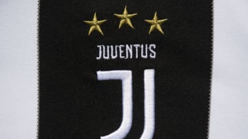 MANCHESTER, ENGLAND - MAY 06: The Juventus club crest on the first team home shirt displayed on May 6, 2020 in Manchester, England (Photo by Visionhaus)