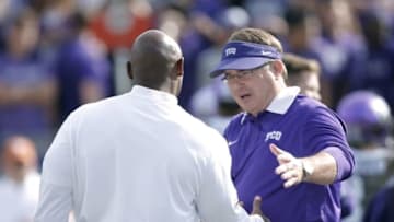 Friday's matchup between the Texas Longhorns and TCU Horned Frogs carries big implications for both teams. Mandatory Credit: Erich Schlegel-USA TODAY Sports