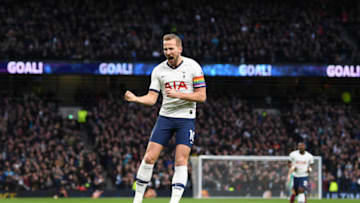 LONDON, ENGLAND - DECEMBER 07: Harry Kane of Tottenham Hotspur celebrates after scoring his team's first goal during the Premier League match between Tottenham Hotspur and Burnley FC at Tottenham Hotspur Stadium on December 07, 2019 in London, United Kingdom. (Photo by Shaun Botterill/Getty Images)