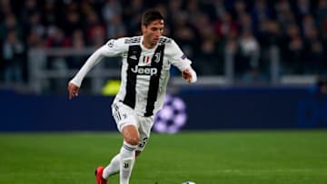 Rodrigo Bentancur of Juventus in action during the UEFA Champions League match between Juventus and Valencia CF at Allianz Juventus Stadium in Turin, Italy on November 27, 2018 (Photo by Jose Breton/NurPhoto via Getty Images)