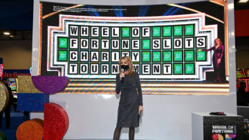 LAS VEGAS, NEVADA - OCTOBER 05: "Wheel of Fortune" hostess Vanna White hosts a celebrity slot tournament at the IGT booth during the 2021 Global Gaming Expo at the Sands Expo and Convention Center on October 05, 2021 in Las Vegas, Nevada. (Photo by David Becker/Getty Images)