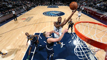 MINNEAPOLIS, MN - NOVEMBER 10: Andrew Wiggins #22 of the Minnesota Timberwolves shoots the ball against the Denver Nuggets. Copyright 2019 NBAE (Photo by David Sherman/NBAE via Getty Images)