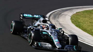 BUDAPEST, HUNGARY - AUGUST 04: Lewis Hamilton of Great Britain driving the (44) Mercedes AMG Petronas F1 Team Mercedes W10 (Photo by Mark Thompson/Getty Images)
