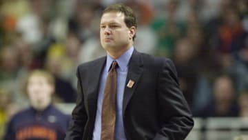 CHICAGO - MARCH 15: Head coach Bill Self of University of Illinois Fighting Illini watches his team in action during the Big Ten Men's Basketball Tournament game against the Indiana University Hoosiers at the United Center on March 15, 2003 in Chicago, Illinois. Illinois defeated Indiana 73-72. (Photo by Jonathan Daniel/Getty Images)