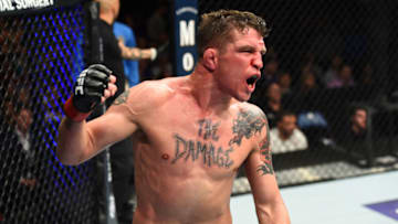 ST. LOUIS, MO - JANUARY 14: Darren Elkins celebrates his submission victory over Michael Johnson in their featherweight bout during the UFC Fight Night event inside the Scottrade Center on January 14, 2018 in St. Louis, Missouri. (Photo by Josh Hedges/Zuffa LLC/Zuffa LLC via Getty Images)
