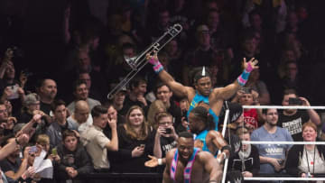 COLOGNE, GERMANY - FEBRUARY 11: The New Day during WWE Road to WrestleMania at the Lanxess Arena on February 11, 2016 in Cologne, Germany. (Photo by Marc Pfitzenreuter/Getty Images)