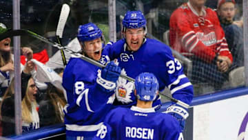 TORONTO, ON - APRIL 22: The Toronto Marlies host the Utica Comets in game 2 of their AHL Calder Cup playoff series at the Ricoh Coliseum. (Carlos Osorio/Toronto Star via Getty Images)