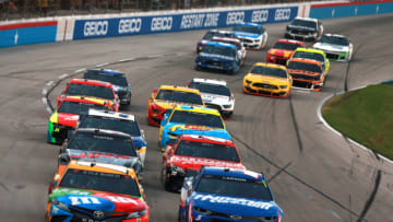 Kyle Busch, Joe Gibbs Racing, and Kyle Larson, Hendrick Motorsports, NASCAR (Photo by Sean Gardner/Getty Images)
