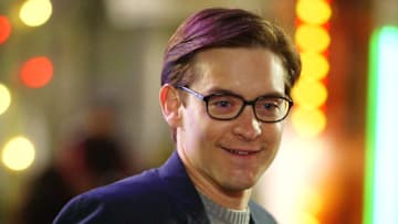 NEW YORK - APRIL 17: Actor Tobey Maguire films a scene on the set of his upcoming movie, "The Amazing Spider-Man" in Chinatown on April 17, 2003 in New York City. (Photo by Mark Mainz/Getty Images)