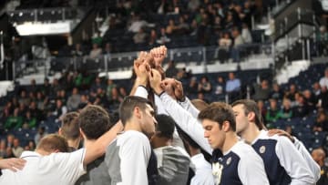 Nov 26, 2016; South Bend, IN, USA; Notre Dame Fighting Irish players gather for a pre game huddle before their game with Chicago State Cougars at Purcell Pavilion at the Joyce Center. Mandatory Credit: Joe Raymond-USA TODAY Sports
