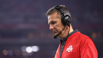 GLENDALE, AZ - DECEMBER 31: Head coach Urban Meyer of the Ohio State Buckeyes watches the action during the second half of the 2016 PlayStation Fiesta Bowl against the Clemson Tigers at University of Phoenix Stadium on December 31, 2016 in Glendale, Arizona. (Photo by Christian Petersen/Getty Images)