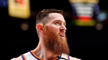PORTLAND, OREGON - MARCH 10: Aron Baynes #46 of the Phoenix Suns looks on during the first half of the game against the Portland Trail Blazers at the Moda Center on March 10, 2020 in Portland, Oregon. The Portland Trail Blazers topped the Phoenix Suns, 121-105. NOTE TO USER: User expressly acknowledges and agrees that, by downloading and or using this photograph, User is consenting to the terms and conditions of the Getty Images License Agreement. (Photo by Alika Jenner/Getty Images)