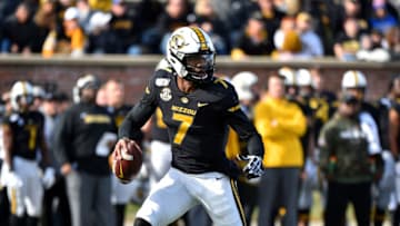 COLUMBIA, MISSOURI - NOVEMBER 16: Quarterback Kelly Bryant #7 of the Missouri Tigers looks to pass against the Florida Gators in the third quarter at Faurot Field/Memorial Stadium on November 16, 2019 in Columbia, Missouri. (Photo by Ed Zurga/Getty Images)