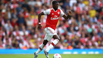 LONDON, ENGLAND - AUGUST 17: Ainsley Maitland-Niles of Arsenal during the Premier League match between Arsenal FC and Burnley FC at Emirates Stadium on August 17, 2019 in London, United Kingdom. (Photo by Julian Finney/Getty Images)