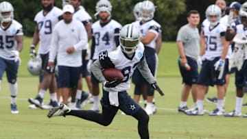 Jun 14, 2016; Irving, TX, USA; Dallas Cowboys receiver Terrance Williams (83) runs after a catch during minicamp at Dallas Cowboys Headquarters. Mandatory Credit: Matthew Emmons-USA TODAY Sports