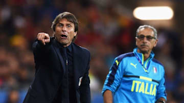 LYON, FRANCE - JUNE 13: Antonio Conte (L) head coach of Italy gestures during the UEFA EURO 2016 Group E match between Belgium and Italy at Stade des Lumieres on June 13, 2016 in Lyon, France. (Photo by Claudio Villa/Getty Images)
