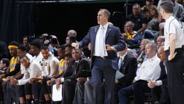 INDIANAPOLIS, IN - MARCH 21: Head coach Frank Vogel of the Indiana Pacers looks on against the Philadelphia 76ers in the second half of the game at Bankers Life Fieldhouse on March 21, 2016 in Indianapolis, Indiana. The Pacers defeated the 76ers 91-75. (Photo by Joe Robbins/Getty Images)