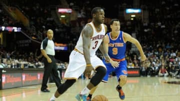 Dec 10, 2013; Cleveland, OH, USA; Cleveland Cavaliers shooting guard Dion Waiters dribbles against New York Knicks point guard Pablo Prigioni (9) at Quicken Loans Arena. Cleveland won 109-94. Mandatory Credit: David Richard-USA TODAY Sports