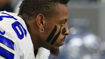 Nov 8, 2015; Arlington, TX, USA; Dallas Cowboys defensive end Greg Hardy (76) prior to a game against the Philadelphia Eagles at AT&T Stadium. Eagles won 33-27 in overtime. Mandatory Credit: Ray Carlin-USA TODAY Sports