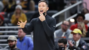 INDIANAPOLIS, INDIANA - JANUARY 05: Steve Nash the head coach of the Brooklyn Nets against the Indiana Pacers at Gainbridge Fieldhouse on January 05, 2022 in Indianapolis, Indiana. NOTE TO USER: User expressly acknowledges and agrees that, by downloading and or using this Photograph, user is consenting to the terms and conditions of the Getty Images License Agreement. (Photo by Andy Lyons/Getty Images)