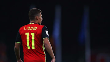 BRUSSELS, BELGIUM - AUGUST 31: Thorgan Hazard of Belgium in action during the FIFA 2018 World Cup Qualifier between Belgium and Gibraltar at Stade Maurice Dufrasne on August 31, 2017 in Liege, Belgium. (Photo by Dean Mouhtaropoulos/Getty Images)