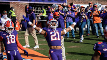 Nov 28, 2020; Clemson, SC, USA; Clemson running back Darien Rencher (21) runs down the hill before the game against Pittsburgh at Memorial Stadium. Mandatory Credit: Ken Ruinard-USA TODAY Sports