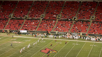 LOUISVILLE, KENTUCKY - SEPTEMBER 19: The crowd is spaced out to watch the Louisville Cardinals against the Miami Hurricanes at Cardinal Stadium on September 19, 2020 in Louisville, Kentucky. (Photo by Andy Lyons/Getty Images)
