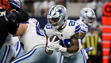 Sep 18, 2022; Arlington, Texas, USA; Dallas Cowboys running back Tony Pollard (20) in action during the game between the Dallas Cowboys and the Cincinnati Bengals at AT&T Stadium. Mandatory Credit: Jerome Miron-USA TODAY Sports