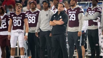 STARKVILLE, MISSISSIPPI - NOVEMBER 04: Head coach Zach Arnett of the Mississippi State Bulldogs during their game against the Kentucky Wildcats at Davis Wade Stadium on November 04, 2023 in Starkville, Mississippi. (Photo by Michael Chang/Getty Images)
