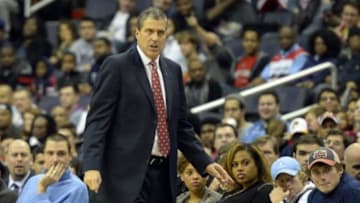 Nov 28, 2015; Washington, DC, USA; Washington Wizards head coach Randy Wittman walks down the sideline during the first quarter against the Toronto Raptors at Verizon Center. Mandatory Credit: Tommy Gilligan-USA TODAY Sports