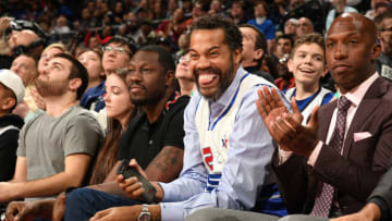 AUBURN HILLS, MI - FEBRUARY 26: Former Detroit Piston, Rasheed Wallace smiles and attends the game against the Boston Celtics on February 26, 2017 at The Palace of Auburn Hills in Auburn Hills, Michigan. NOTE TO USER: User expressly acknowledges and agrees that, by downloading and/or using this photograph, User is consenting to the terms and conditions of the Getty Images License Agreement. Mandatory Copyright Notice: Copyright 2017 NBAE (Photo by Chris Schwegler/NBAE via Getty Images)