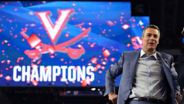 MINNEAPOLIS, MINNESOTA - APRIL 08: Head coach Tony Bennett of the Virginia Cavaliers celebrates with his team after the 85-77 win over the Texas Tech Red Raiders in the 2019 NCAA men's Final Four National Championship game at U.S. Bank Stadium on April 08, 2019 in Minneapolis, Minnesota. (Photo by Tom Pennington/Getty Images)