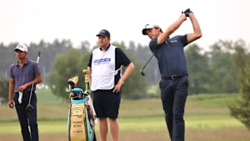 HAMBURG, GERMANY - JUNE 07: Thomas Detry of Belgium tees off on the 4th hole during Day Three of The Porsche European Open at Green Eagle Golf Course on June 07, 2021 in Hamburg, Germany. (Photo by Christof Koepsel/Getty Images)