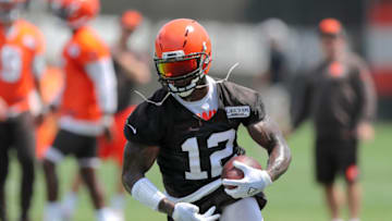 BEREA, OH - JUNE 13: Cleveland Browns wide receiver Josh Gordon (12) participates in drills during the Cleveland Browns Minicamp on June 13, 2018, at the Cleveland Browns Training Facility in Berea, Ohio. (Photo by Frank Jansky/Icon Sportswire via Getty Images)