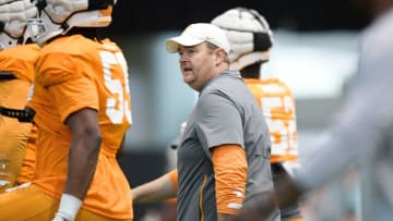 Tennessee Head Coach Josh Heupel during Tennessee football spring practice at Haslam Field in Knoxville, Tenn. on Tuesday, April 5, 2022.Kns Ut Spring Fball 10