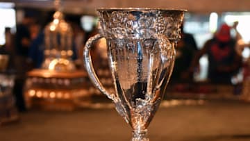 LAS VEGAS, NEVADA - JUNE 16: The Calder Memorial Trophy is displayed at MGM Grand Hotel & Casino in advance of the 2019 NHL Awards on June 16, 2019 in Las Vegas. Nevada. The 2019 NHL Awards will be held on June 19 at the Mandalay Bay Events Center in Las Vegas. (Photo by Ethan Miller/Getty Images)