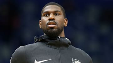NEW ORLEANS, LA - MARCH 21: Alex Poythress #0 of the Indiana Pacers warms up before a game against the New Orleans Pelicans at the Smoothie King Center on March 21, 2018 in New Orleans, Louisiana. NOTE TO USER: User expressly acknowledges and agrees that, by downloading and or using this photograph, User is consenting to the terms and conditions of the Getty Images License Agreement. (Photo by Jonathan Bachman/Getty Images)
